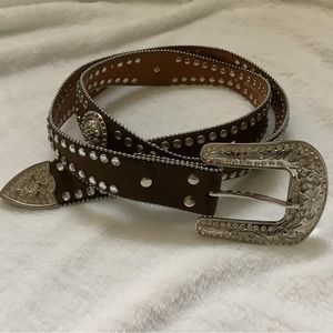 Blazin Roxx Leather Belt w/ Crystal Embellishments XL